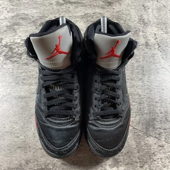 Nike Air Jordan 5 Retro Satin PS Black Red White 2017 440889-006 Size 1 - Picture 7 of 8